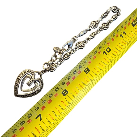 Brighton Heart Charm Bracelet Silver Scrollwork Bohemian Romantic Filigree - Picture 8 of 10